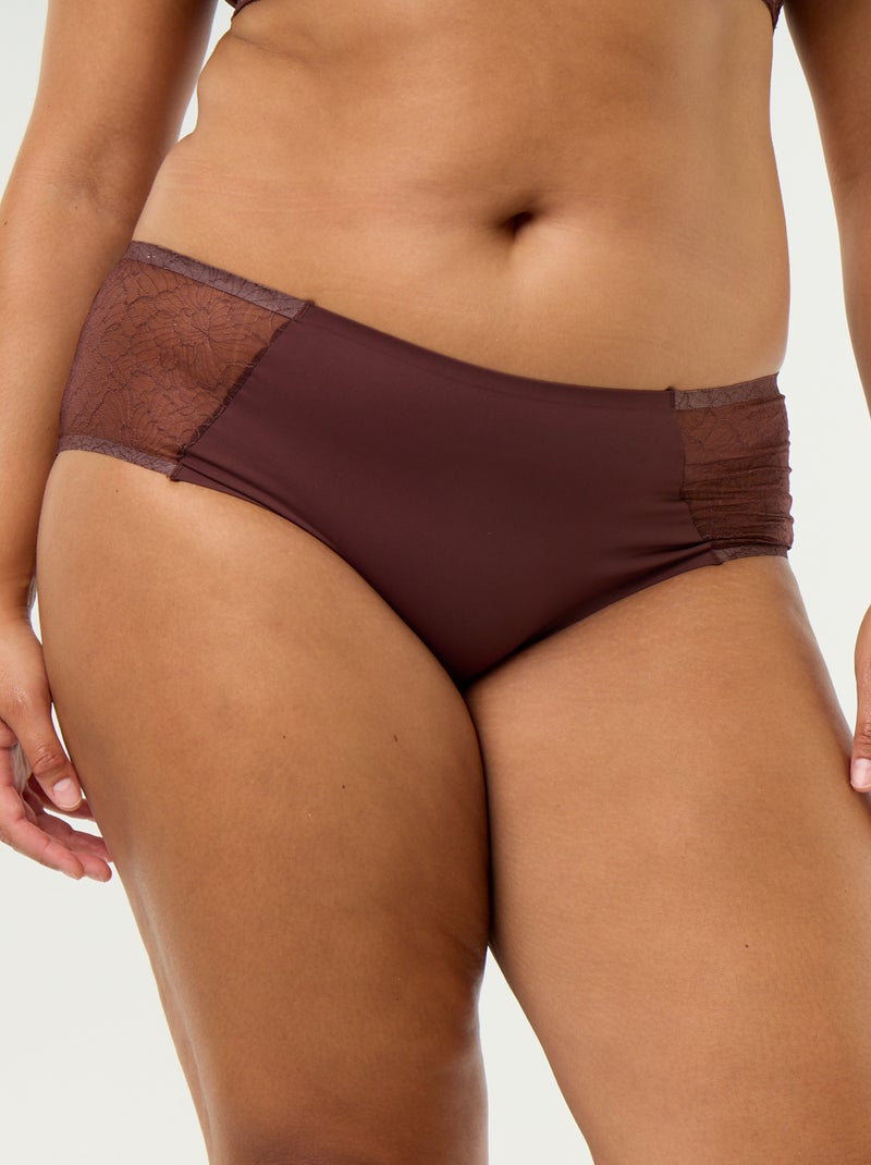 Braguita alta de microfibra con encaje Marron - Kiabi