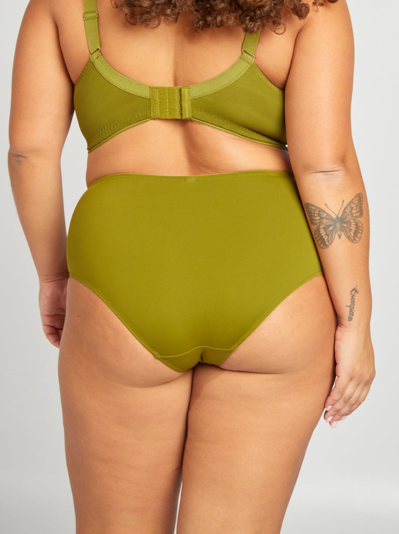 Braguita alta de microfibra con encaje VERDE - Kiabi