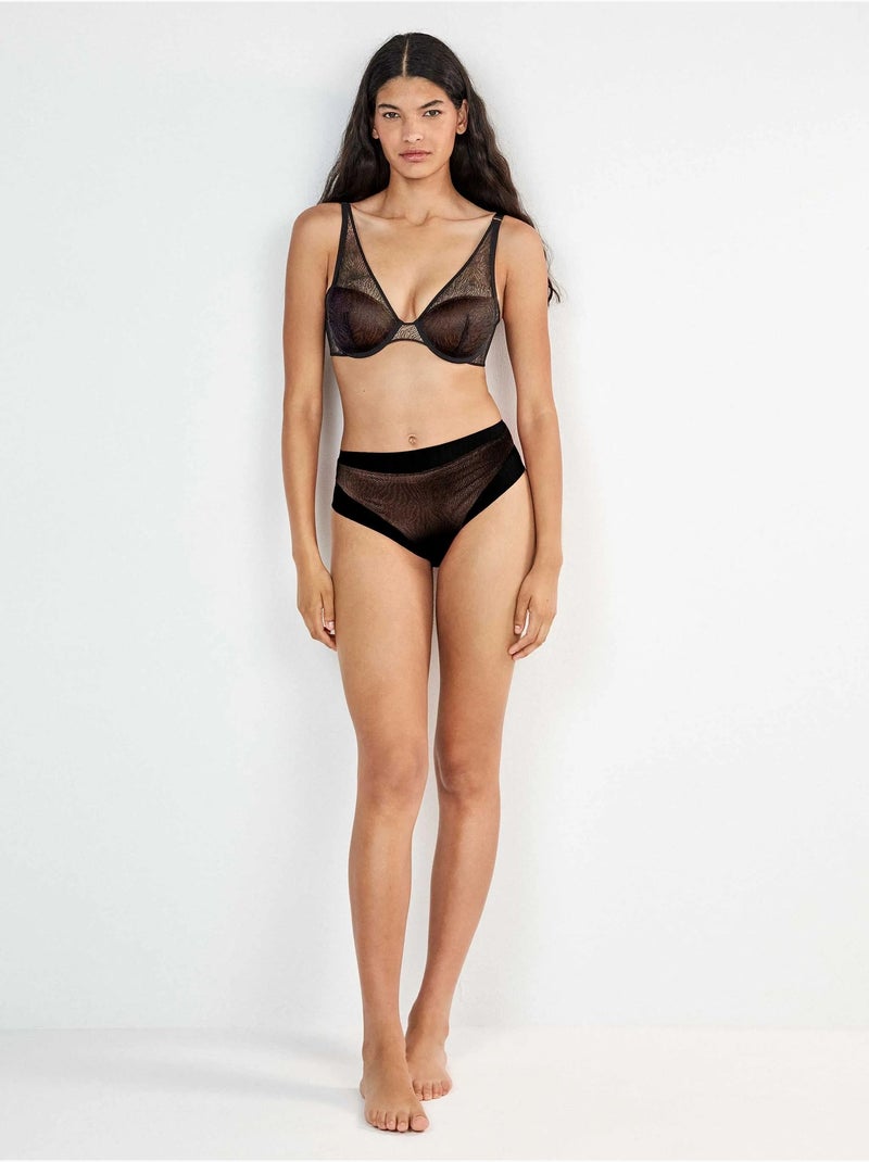 Braguita alta encaje animal print Negro - Kiabi