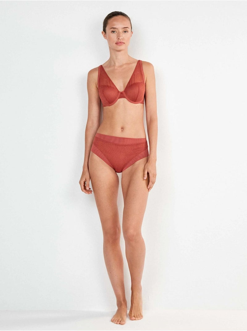 Braguita alta encaje animal print Terracota - Kiabi