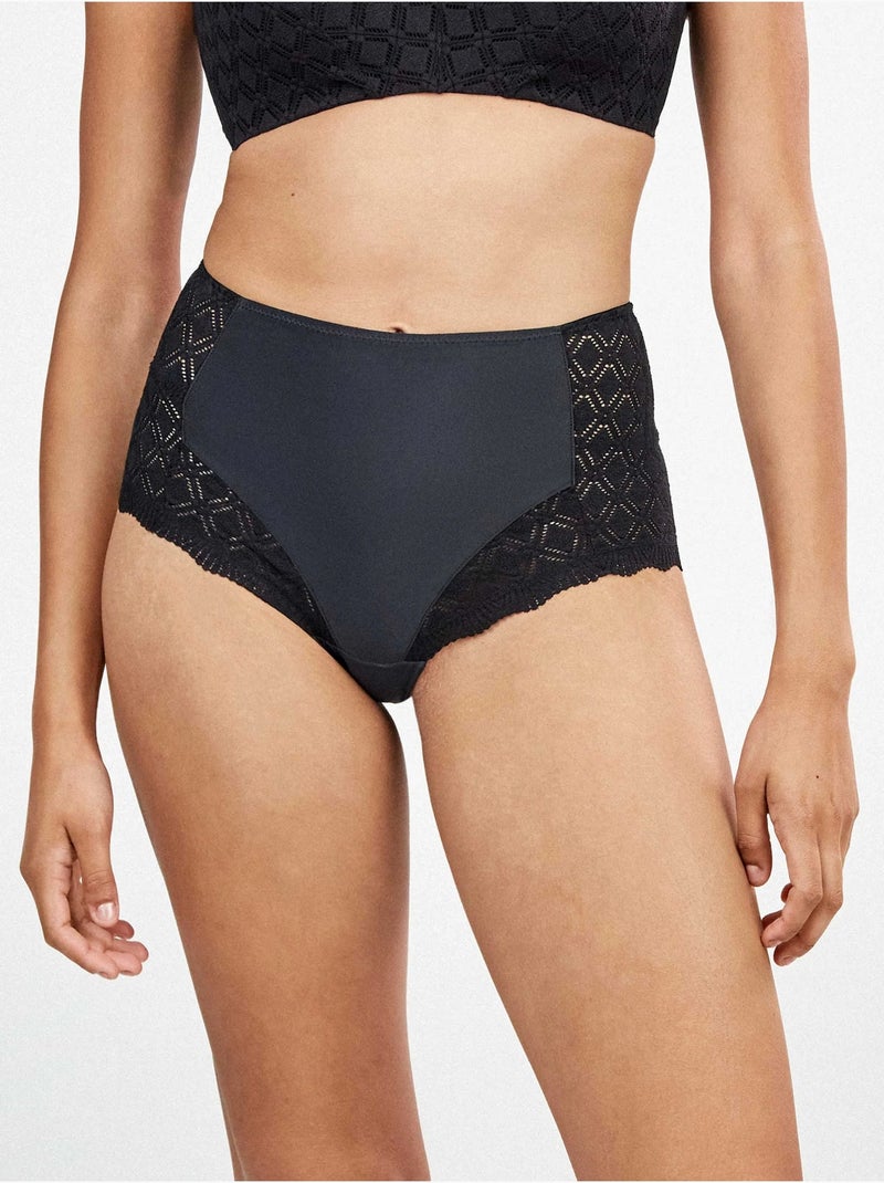 Braguita alta encaje gométrico Negro - Kiabi