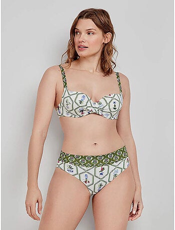 Braguita bikini multiposición con combinación de estampados