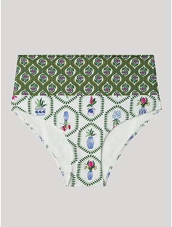 Braguita bikini multiposición con combinación de estampados