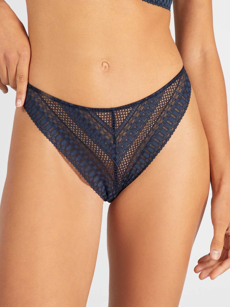 Braguita brasileña completamente de encaje AZUL - Kiabi
