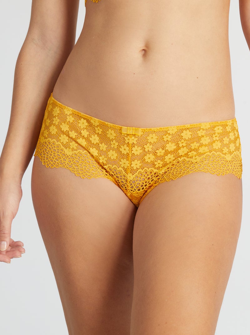 Braguita brasileña de encaje con flores amarillo - Kiabi