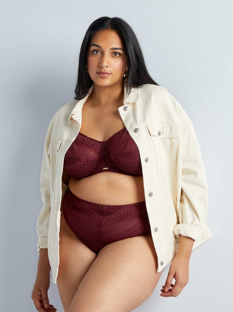 Braguita brasileña de encaje con rombos ROJO - Kiabi