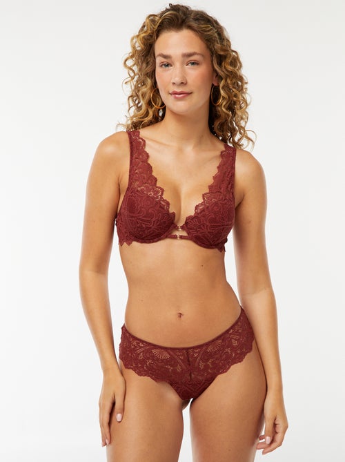 Braguita brasileña de encaje con transparencias y pedrería - Kiabi