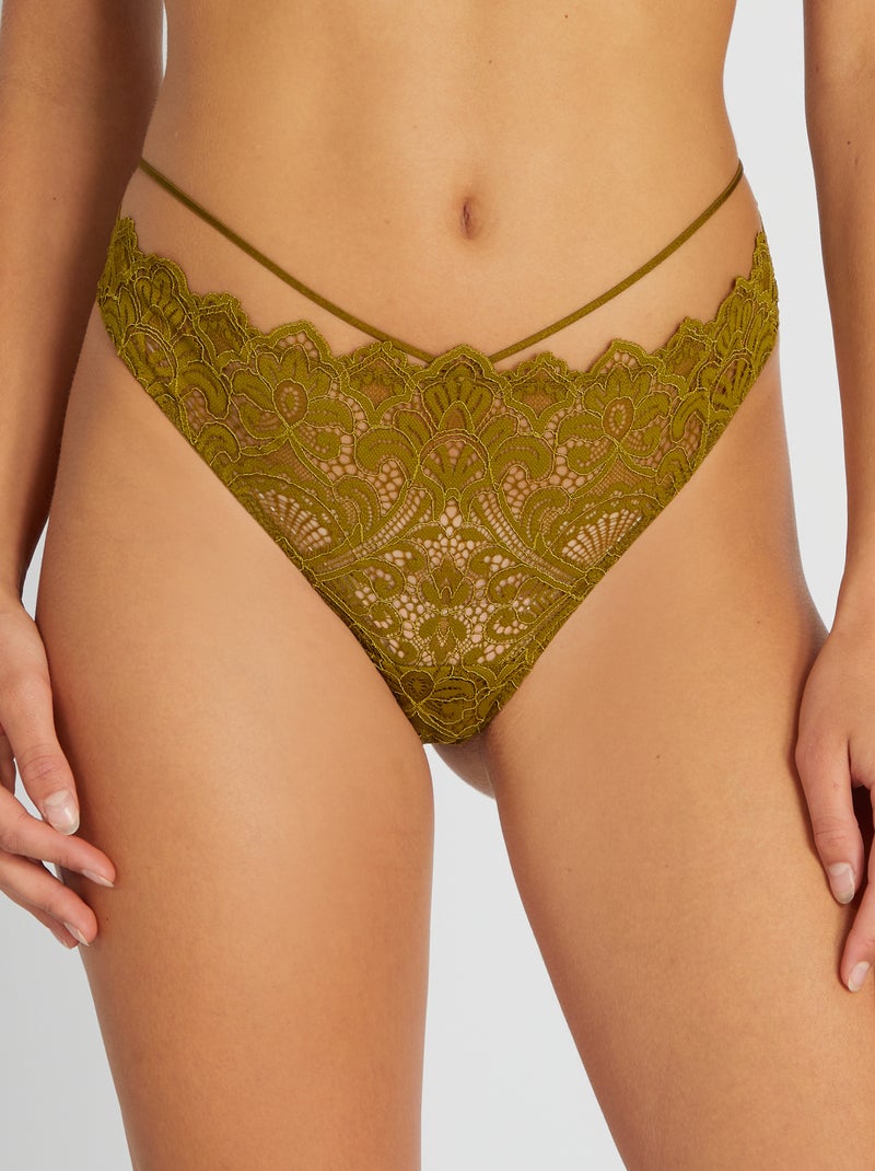 Braguita brasileña de encaje de flores VERDE - Kiabi