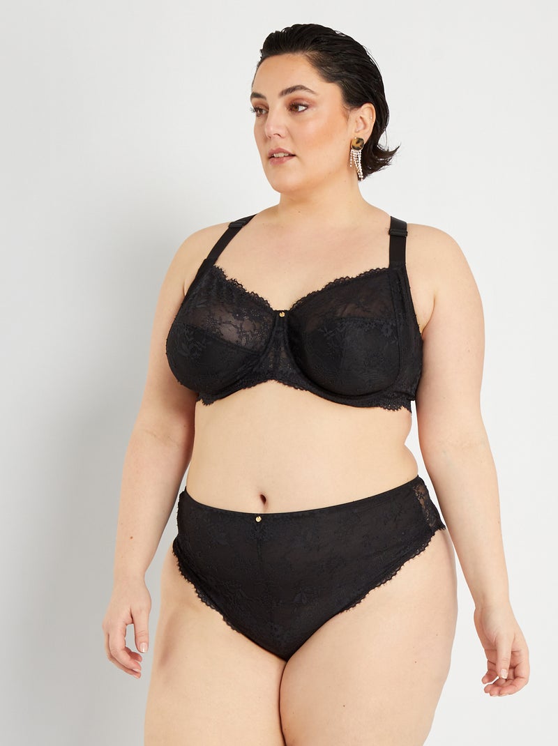 Braguita brasileña de encaje Negro - Kiabi