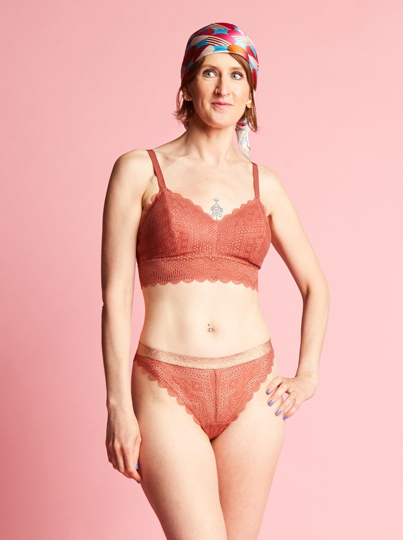 Braguita brasileña de encaje ROJO - Kiabi