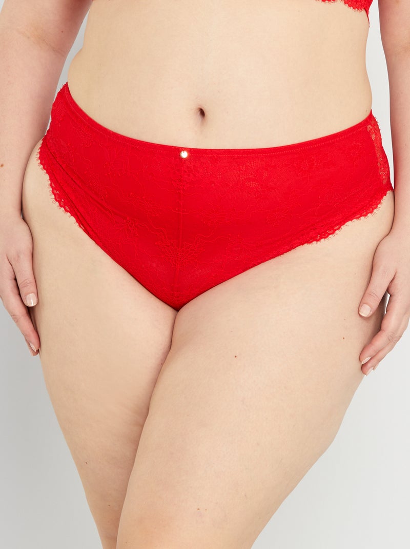 Braguita brasileña de encaje rojo - Kiabi
