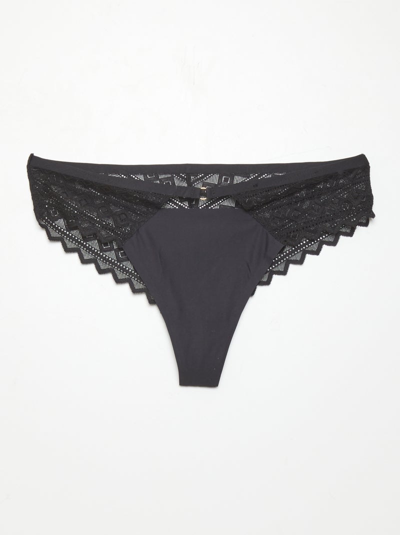 Braguita brasileña de encaje y microfibra de 'Envie de lingerie' negro - Kiabi