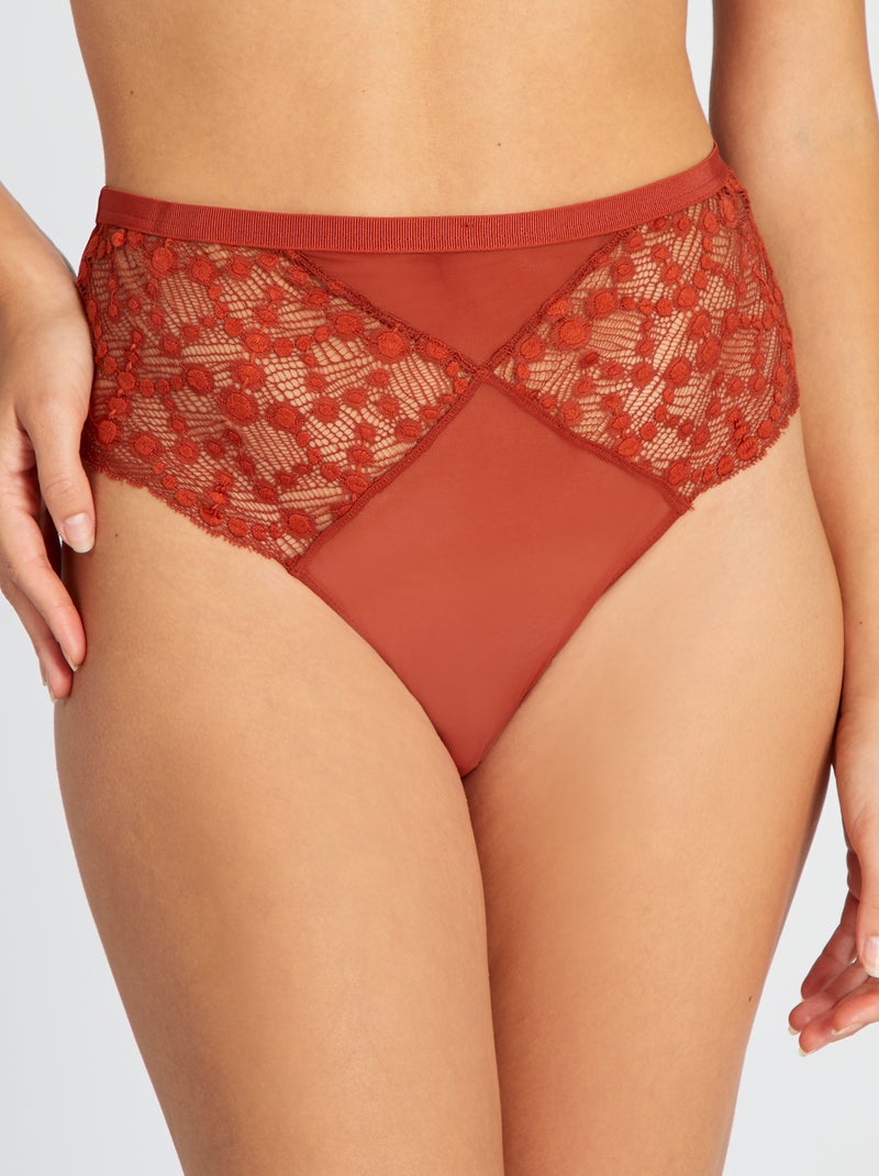 Braguita brasileña de encaje y tul NARANJA - Kiabi