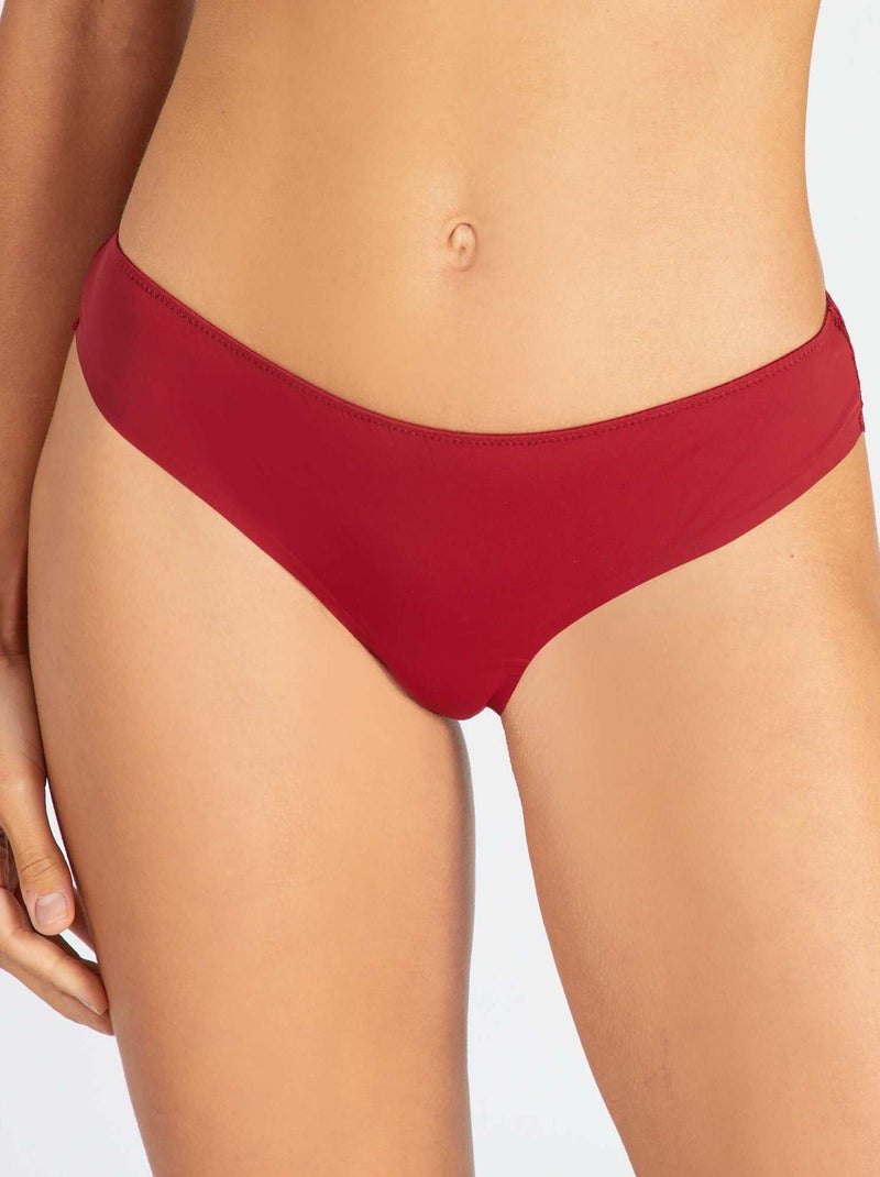 Braguita brasileña de microfibra y encaje ROJO - Kiabi