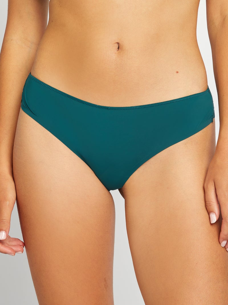 Braguita brasileña de microfibra y encaje VERDE - Kiabi