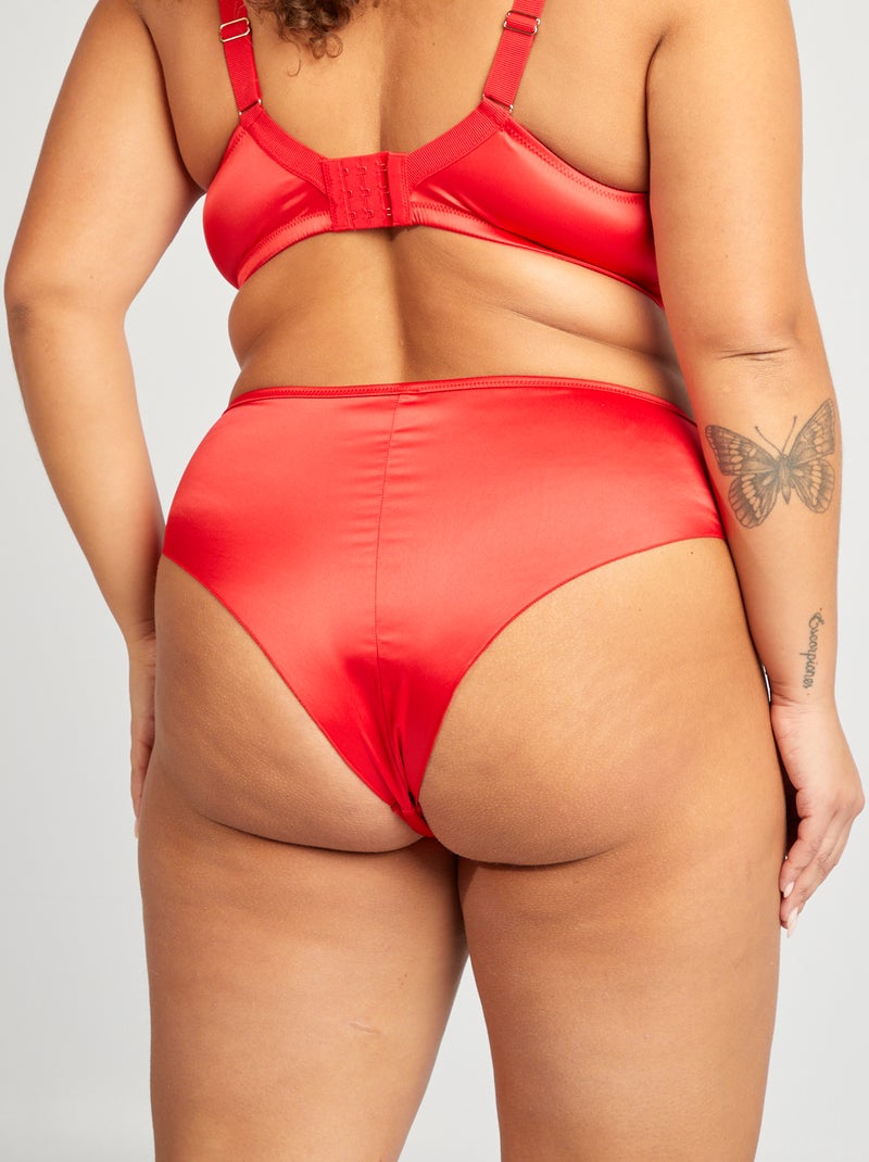 Braguita brasileña de raso y tul bordado ROJO - Kiabi