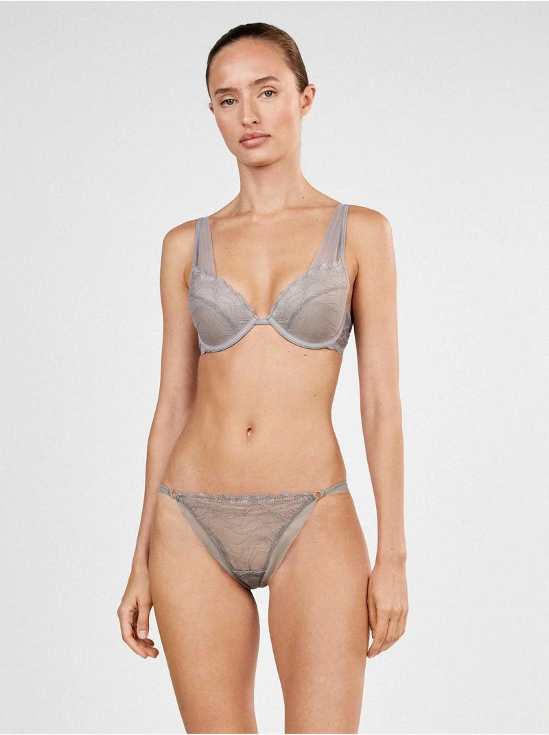 Braguita brasileña encaje Gris - Kiabi
