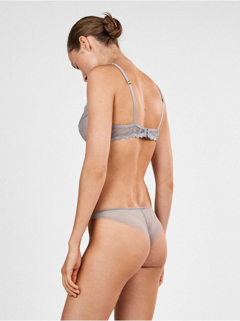 Braguita brasileña encaje Gris - Kiabi