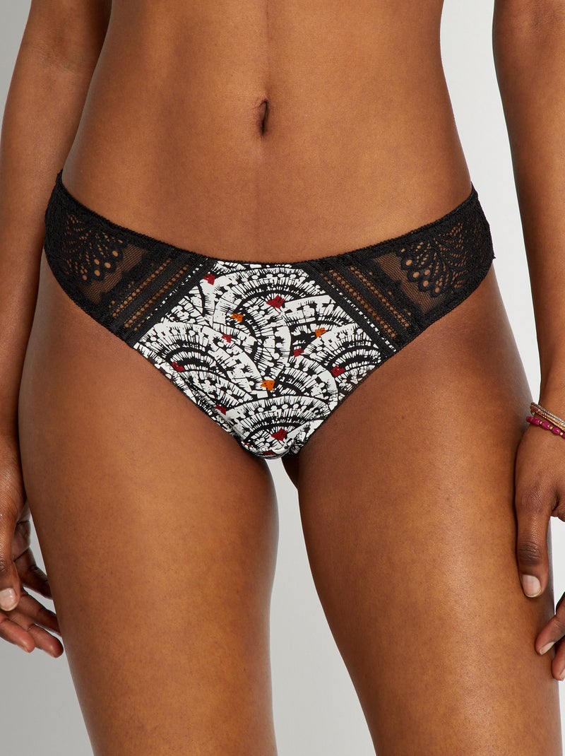 Braguita brasileña 'Mojito Lingerie' estampado negro - Kiabi