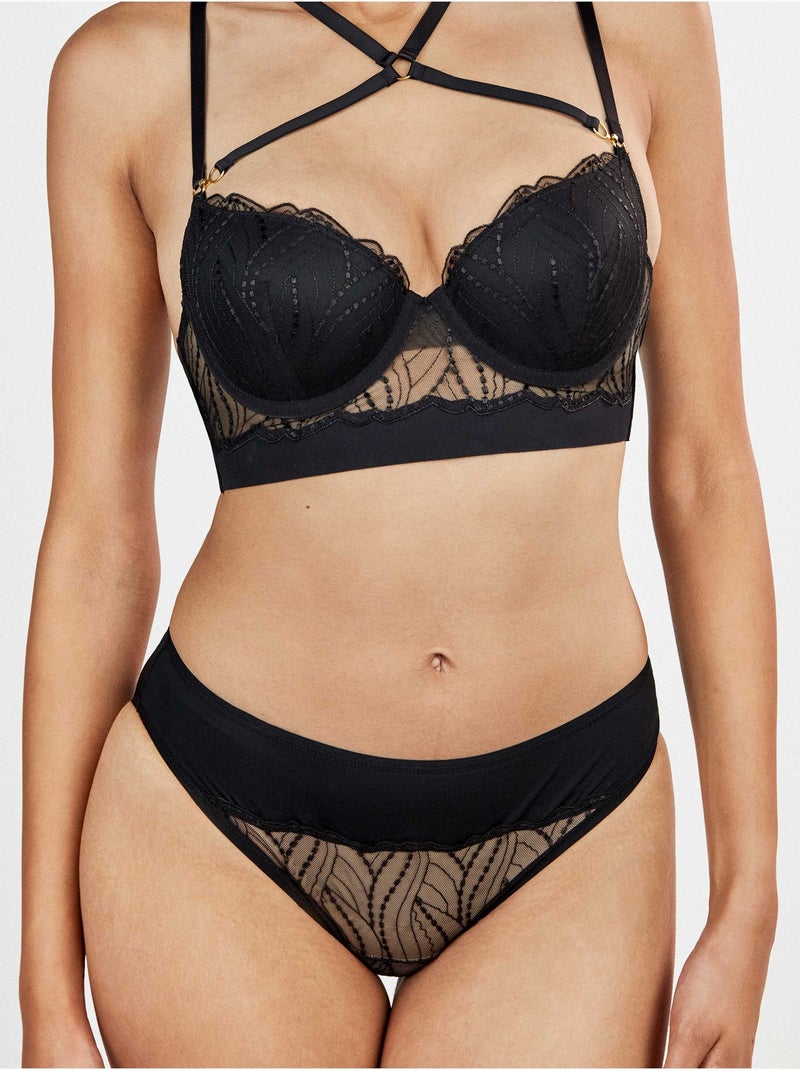 Braguita clásica bordado Negro - Kiabi