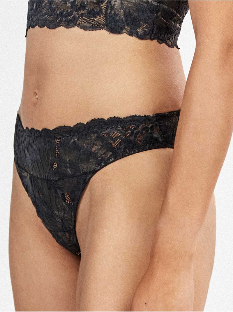 Braguita clásica encaje tercipelo Negro - Kiabi