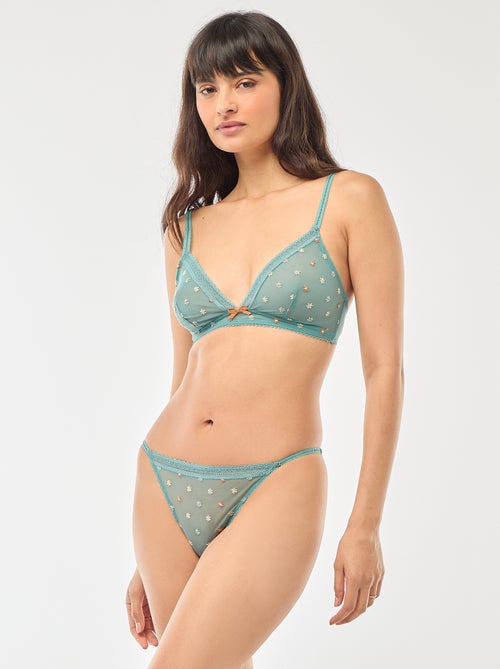 Braguita con detalle de lazo en tul transparente floral - Kiabi
