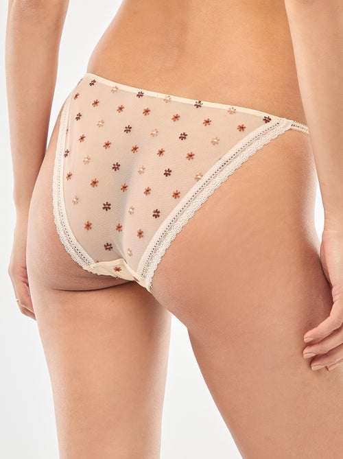Braguita con detalle de lazo en tul transparente floral - Kiabi
