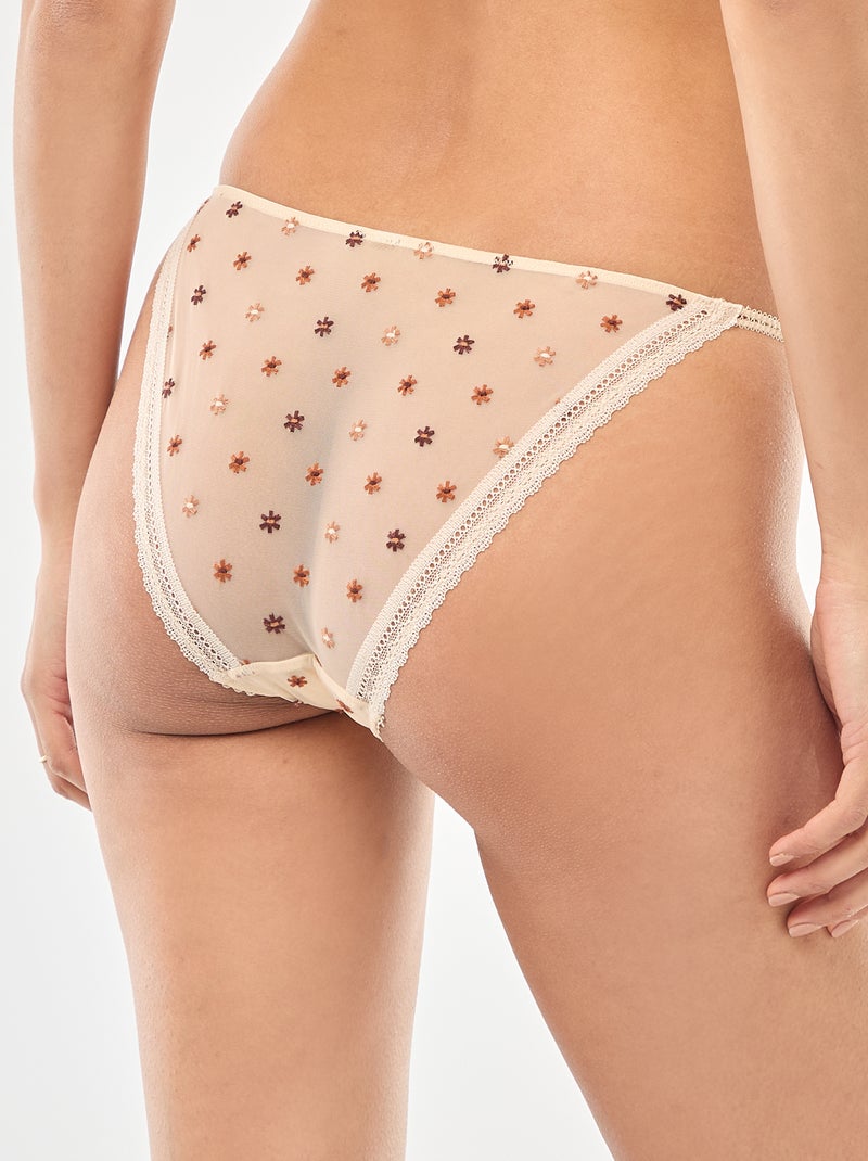 Braguita con detalle de lazo en tul transparente floral Rosa - Kiabi
