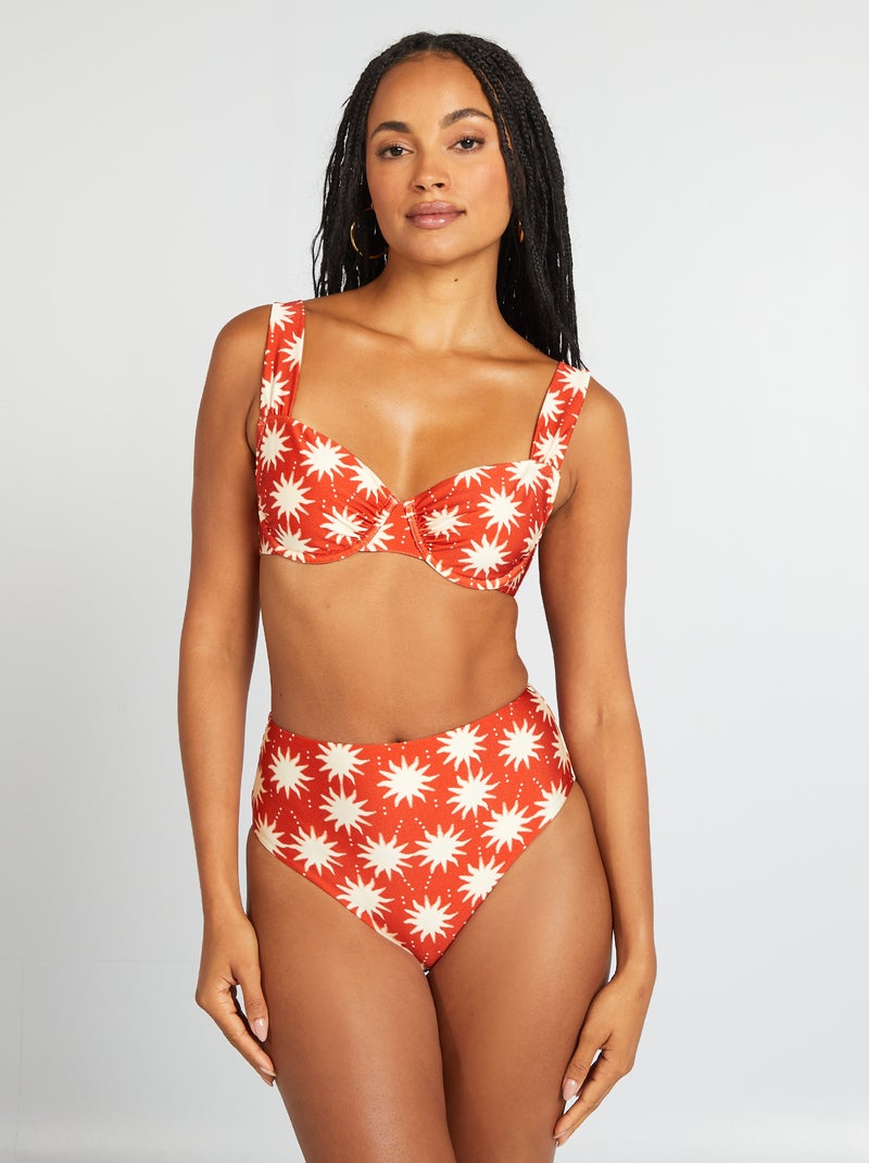 Braguita de bikini alta estampada NARANJA - Kiabi