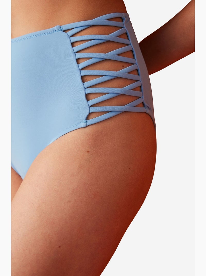 Braguita de bikini básica de tiro alto con detalle de cordones laterales penti Azul cielo - Kiabi