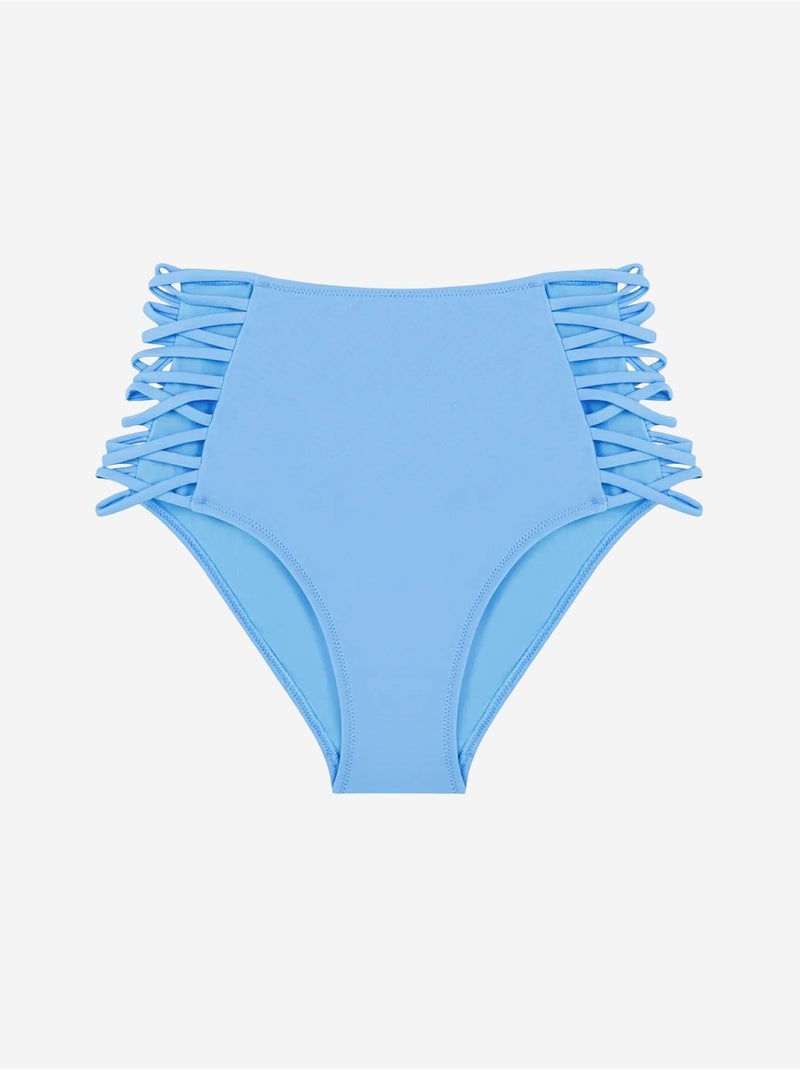 Braguita de bikini básica de tiro alto con detalle de cordones laterales penti Azul cielo - Kiabi
