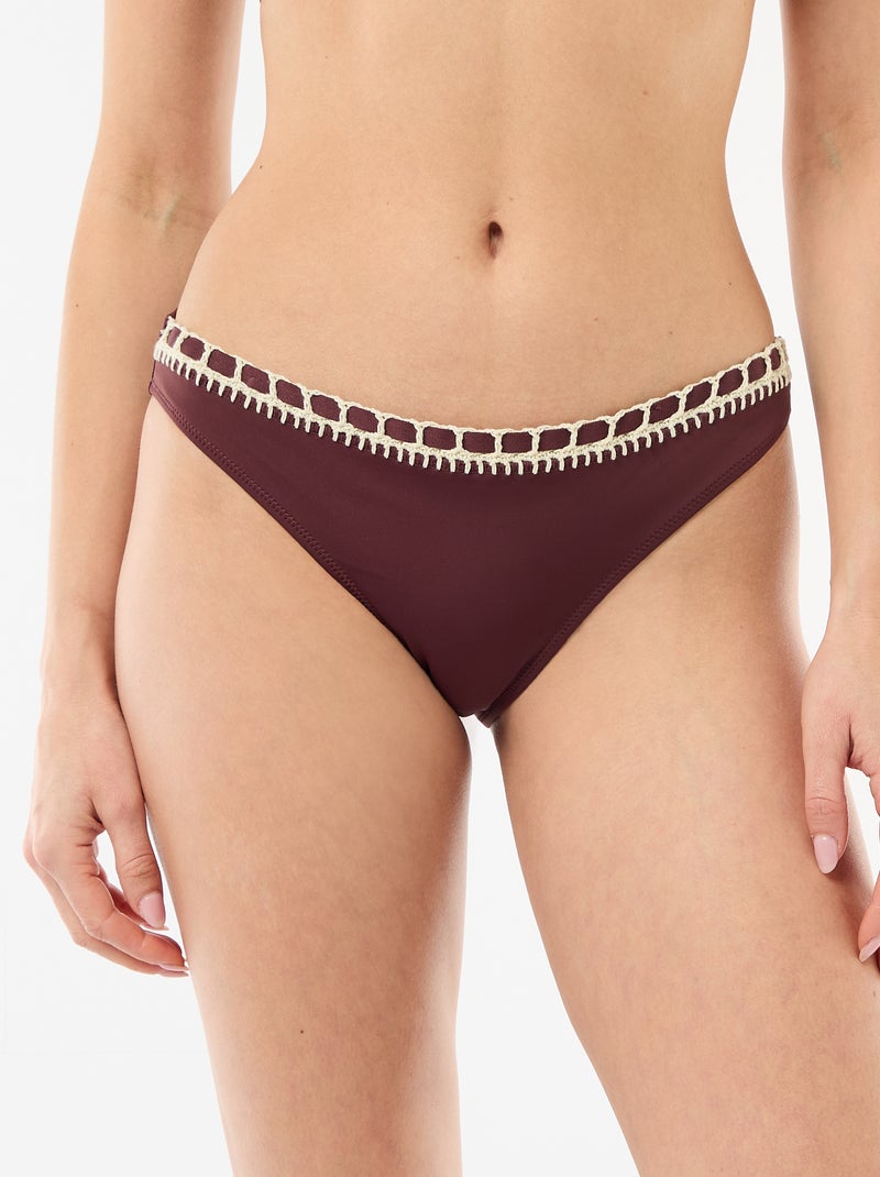Braguita de bikini con bordes de macramé Marron - Kiabi