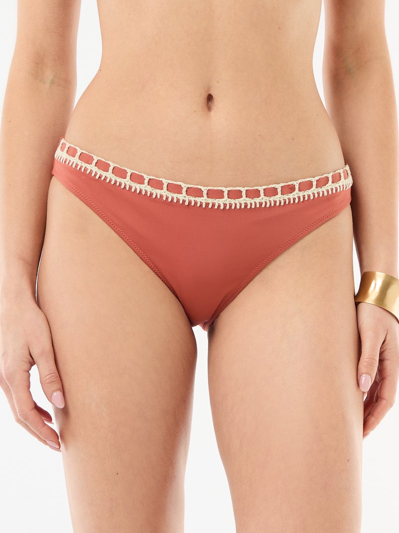 Braguita de bikini con bordes de macramé Naranja - Kiabi