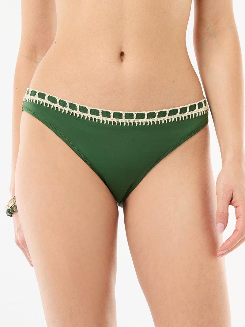Braguita de bikini con bordes de macramé Verde - Kiabi