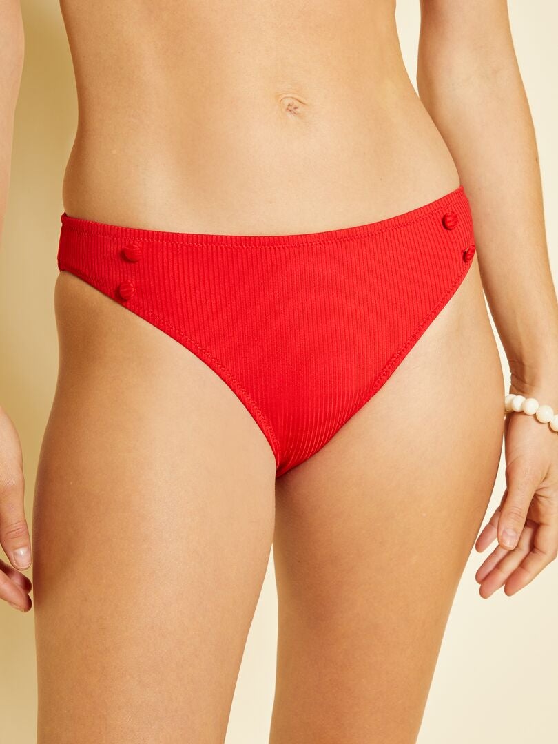 Braguita de bikini con canalé fino rojo china - Kiabi