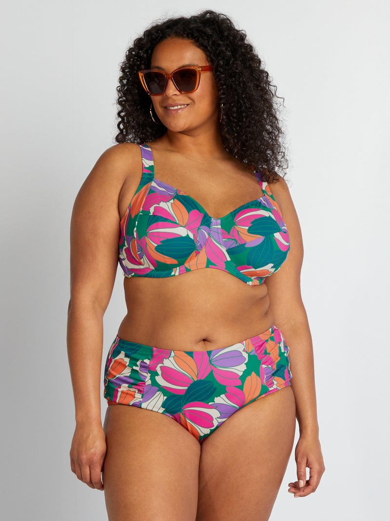 Braguita de bikini con maxiestampado de flores VERDE - Kiabi
