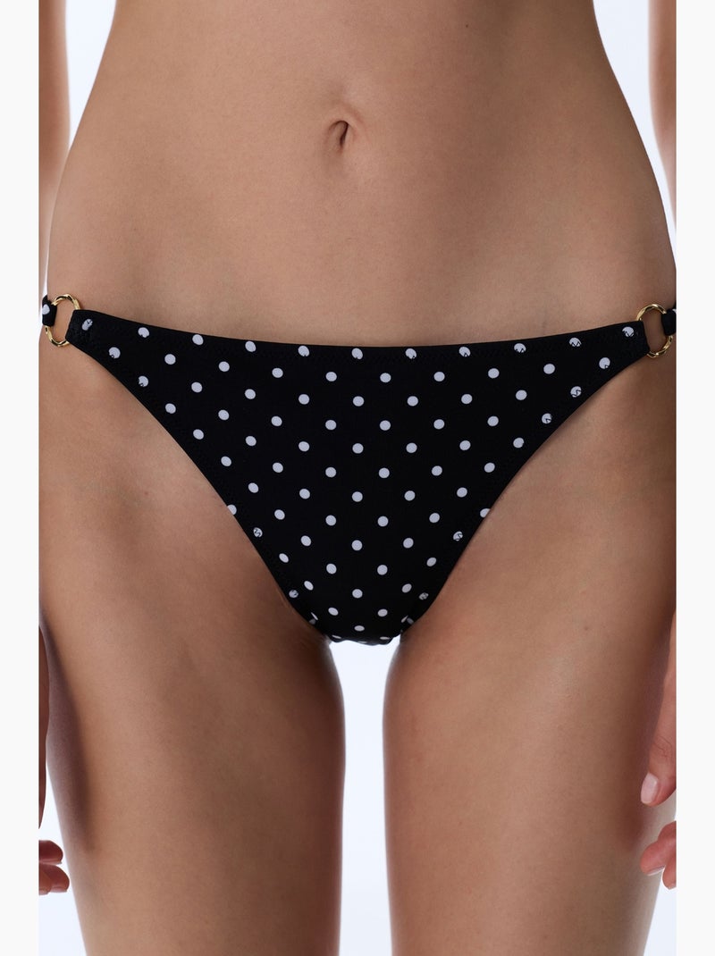 Braguita de bikini de lunares con detalle lateral, tiro medio penti Negro - Kiabi