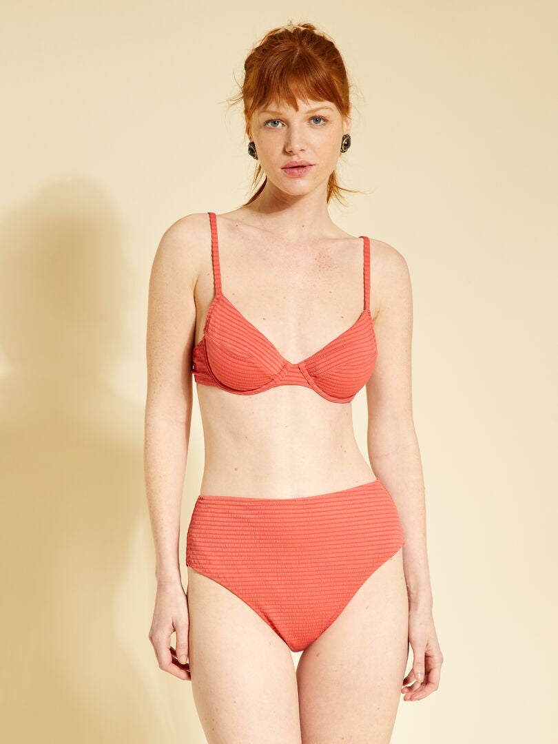 Braguita de bikini de microfibra con textura rojo frambuesa - Kiabi