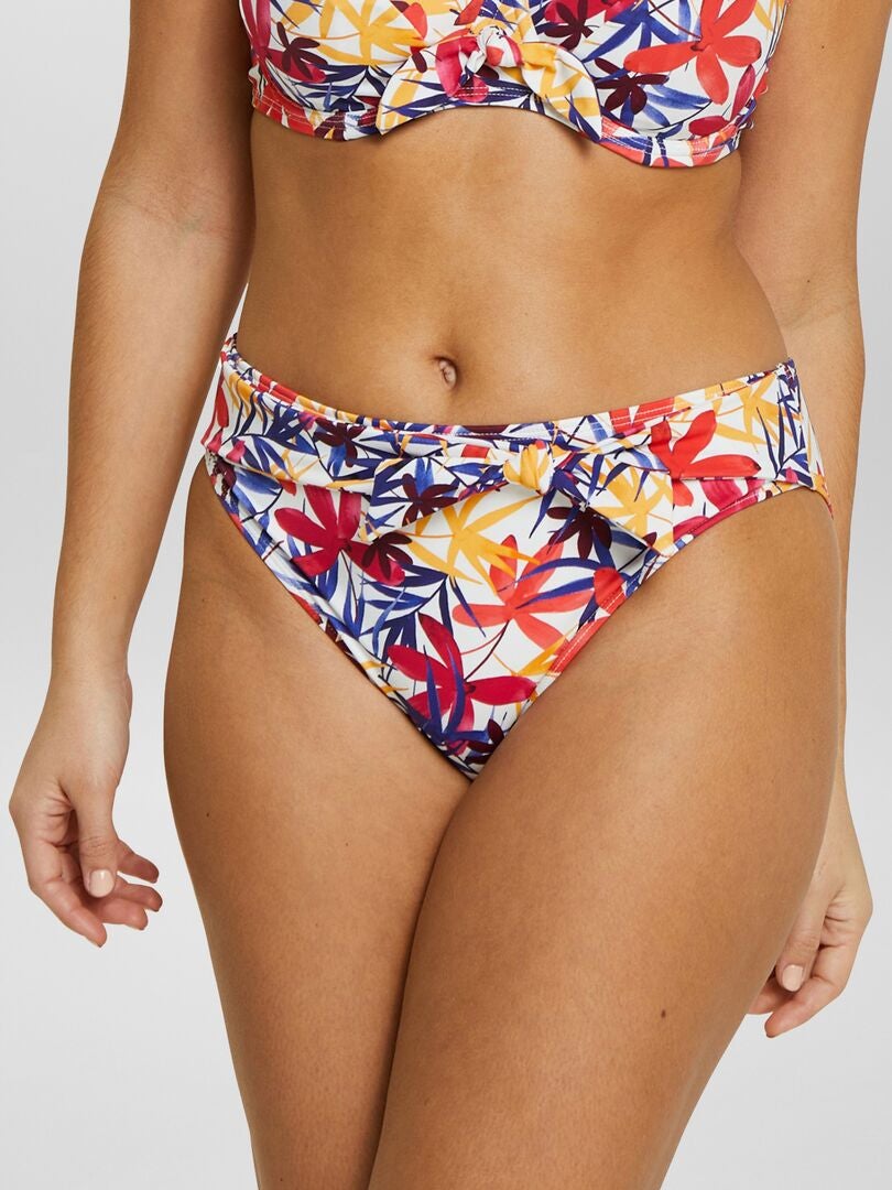 Braguita de bikini de talle alto con estampados BLANCO - Kiabi