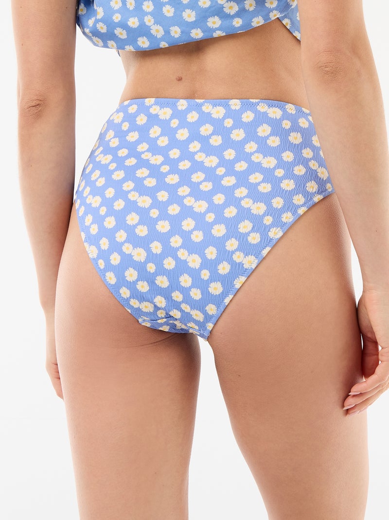 Braguita de bikini de tiro alto con estampado floral Azul - Kiabi
