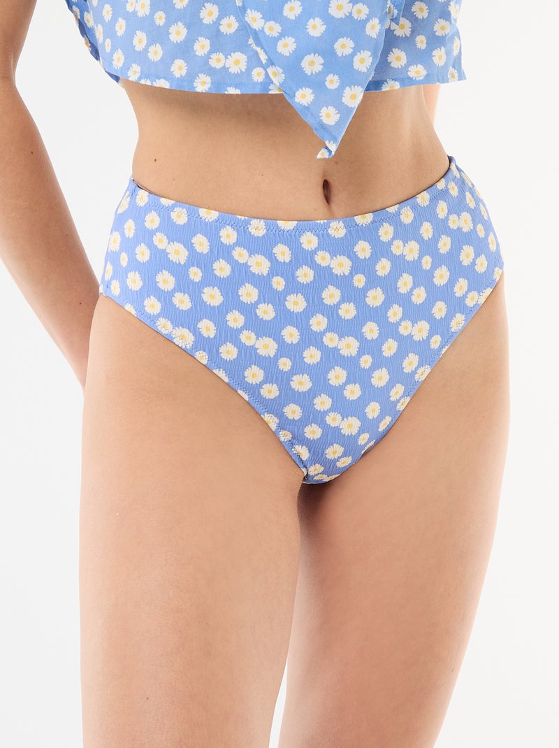 Braguita de bikini de tiro alto con estampado floral Azul - Kiabi