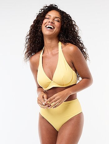 Braguita de bikini de tiro alto con estampado vichy