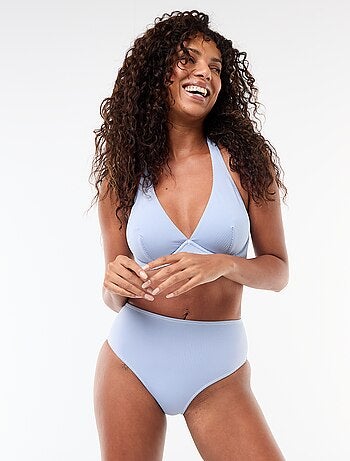 Braguita de bikini de tiro alto con estampado vichy