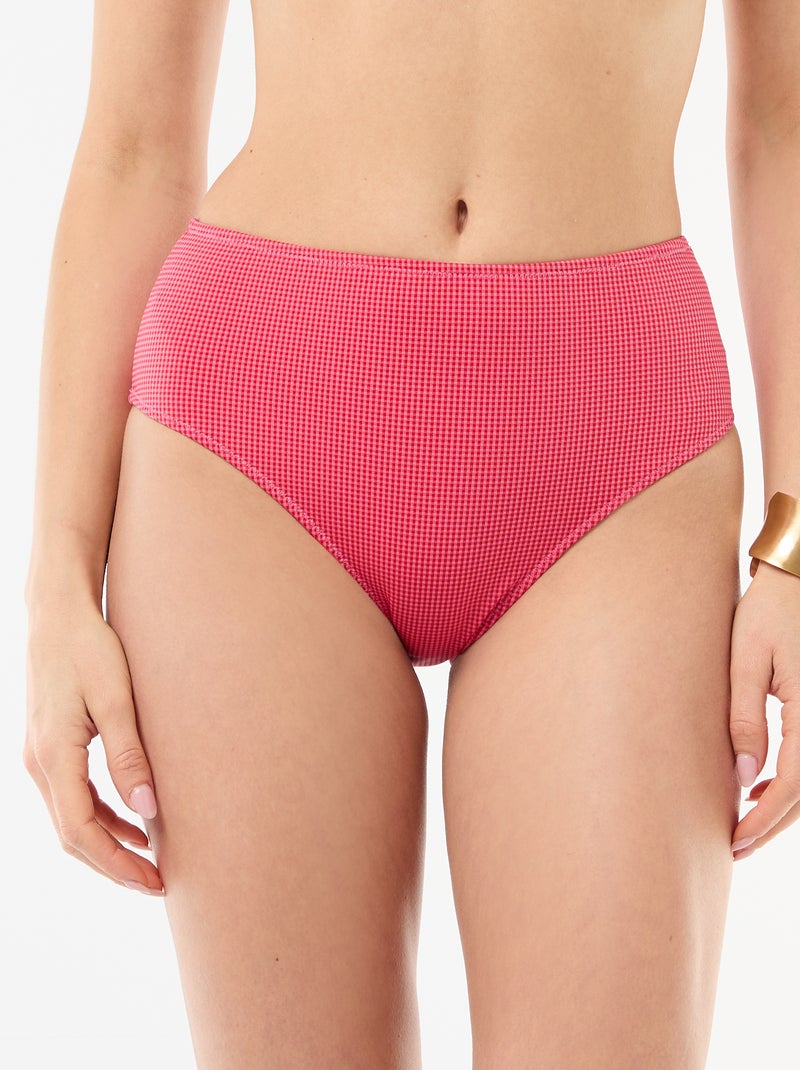 Braguita de bikini de tiro alto con estampado vichy Rojo - Kiabi