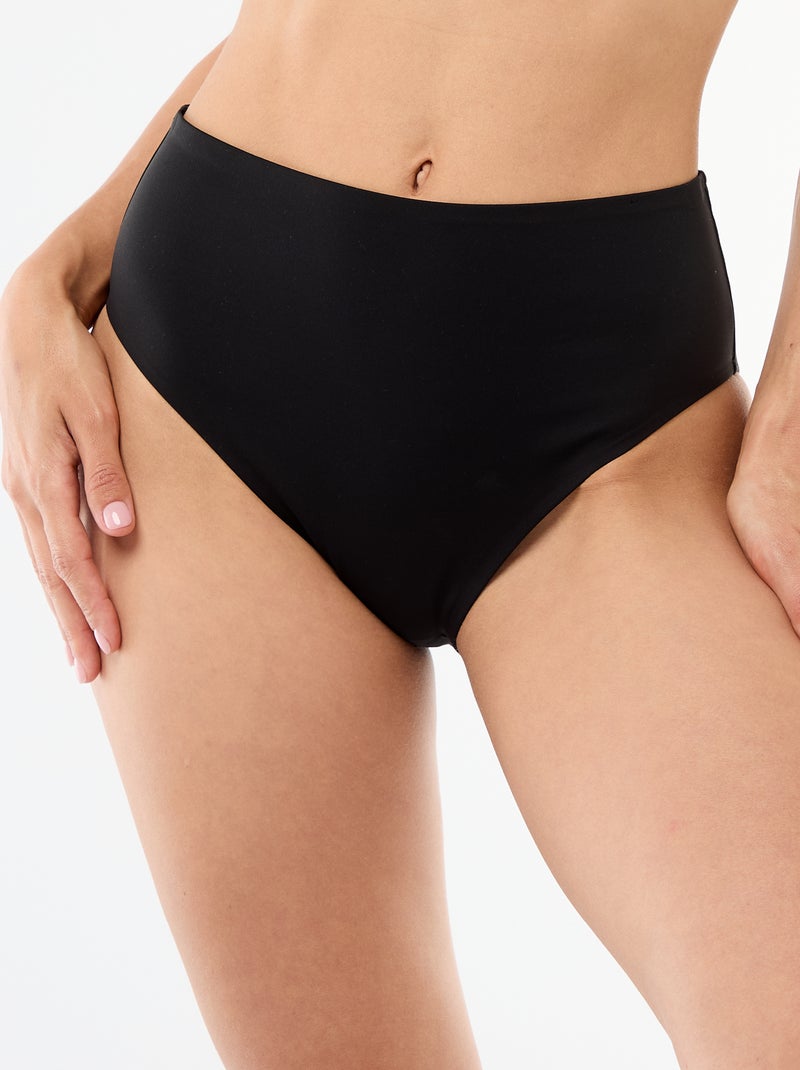Braguita de bikini de tiro alto en neopreno Negro - Kiabi