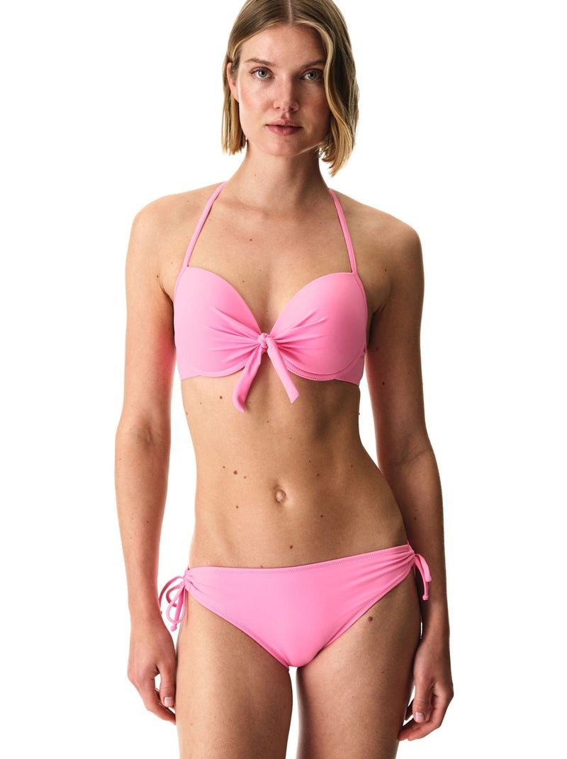 Braguita de bikini de tiro bajo con aros penti Rosa fluo/Solinotes - Kiabi