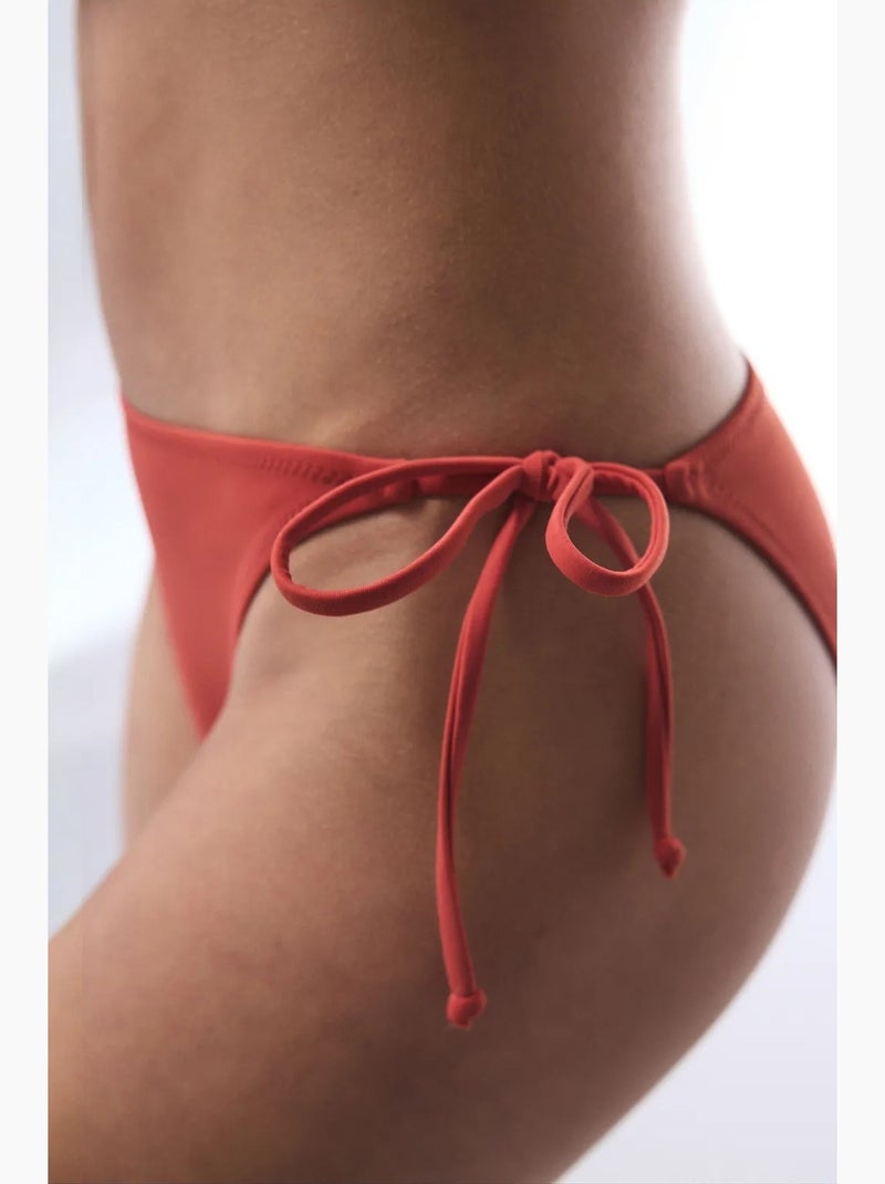 Braguita de bikini de tiro bajo con lazos laterales penti Terracota - Kiabi