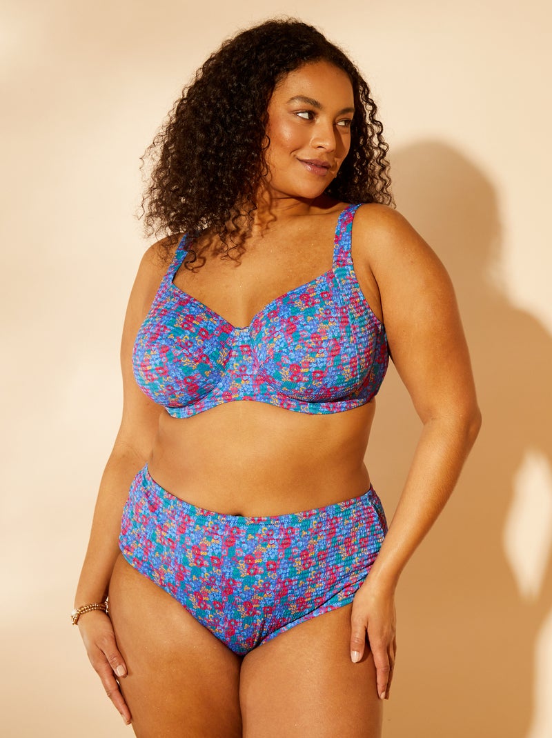 Braguita de bikini efecto seersucker AZUL - Kiabi