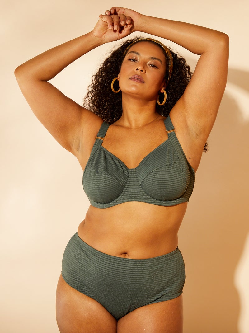Braguita de bikini efecto seersucker VERDE - Kiabi