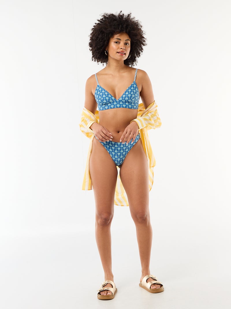 Braguita de bikini estampada reversible Azul - Kiabi